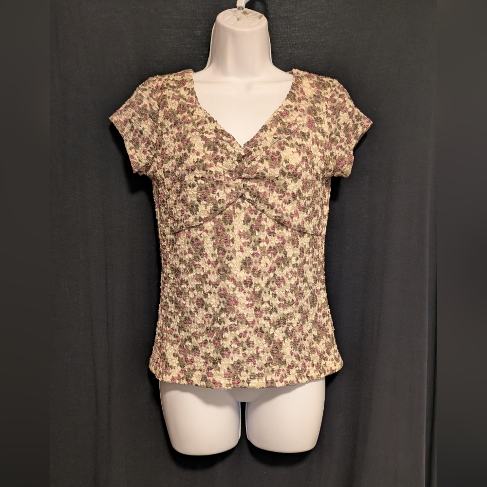 Multicolored Alfani S Short Sleeves Pullover Top